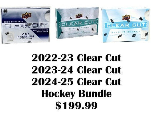 Clear Cut Hockey Bundle ~ 1 Box Each 2022 - 23, 2023 - 24, 2024 - 25 - TJT SPORTS