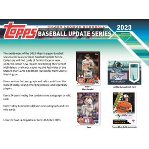 2023 Topps Update Series Baseball Hobby Pack ~ Buy 20 packs for a sealed box