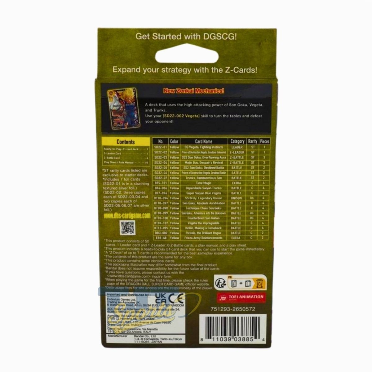 Dragon Ball Super: Starter Deck 16 – Darkness Reborn - Bandai Back