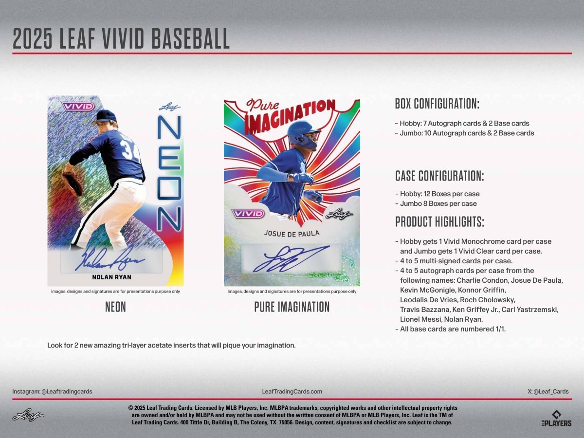 2025 Leaf Vivid Baseball Hobby Box - Leaf
