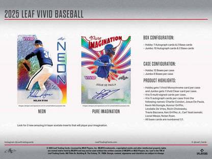2025 Leaf Vivid Baseball Hobby Box - Leaf